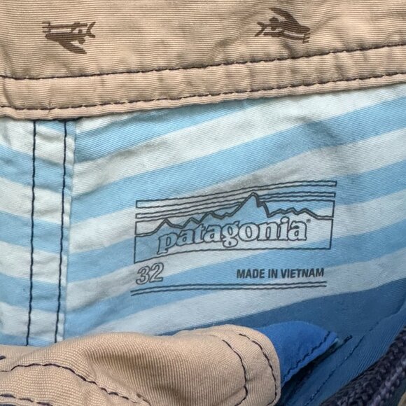 Patagonia Wavefarer Boardshorts - M's 32" Blue Striped - Picture 4 of 7